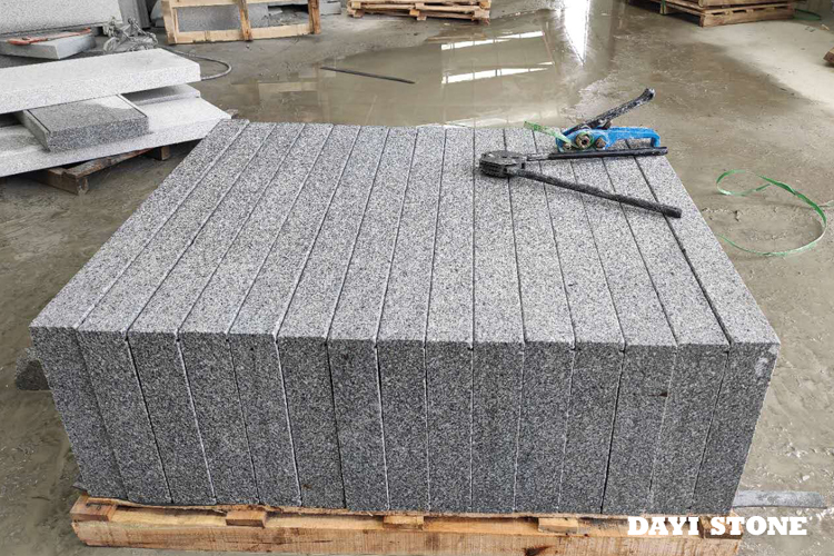 Coping Light Grey Granite G603-10 Top and long edges Bushhammered whit water groove 100x30x8cmx15cm